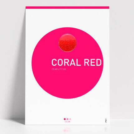 Póster Coral Red minimalista con círculo rojo coral sobre fondo blanco