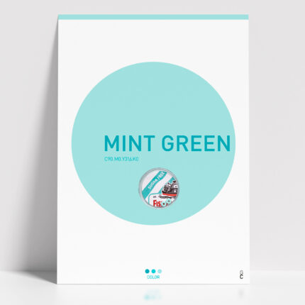 Póster Mint Green minimalista con círculo verde menta sobre fondo blanco