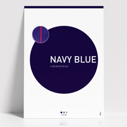 Póster Navy Blue minimalista con círculo azul oscuro sobre fondo blanco