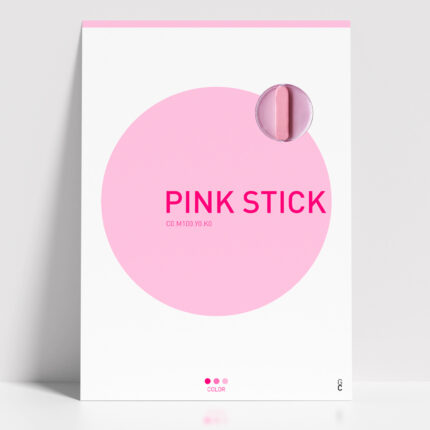 Póster Pink Stick minimalista con círculo rosa sobre fondo blanco