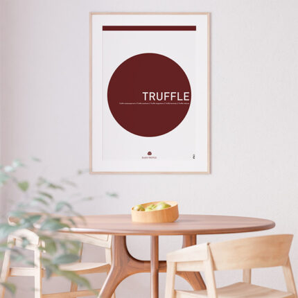 El póster "TRUFFLE" de la colección Food Collection es una pieza sofisticada que celebra la elegancia de la trufa. Con un diseño moderno y detallado, captura la esencia de este manjar gourmet, aportando un toque refinado a tu cocina o comedor. ¡Añade un toque de lujo y distinción a tu hogar con el póster "TRUFFLE"!